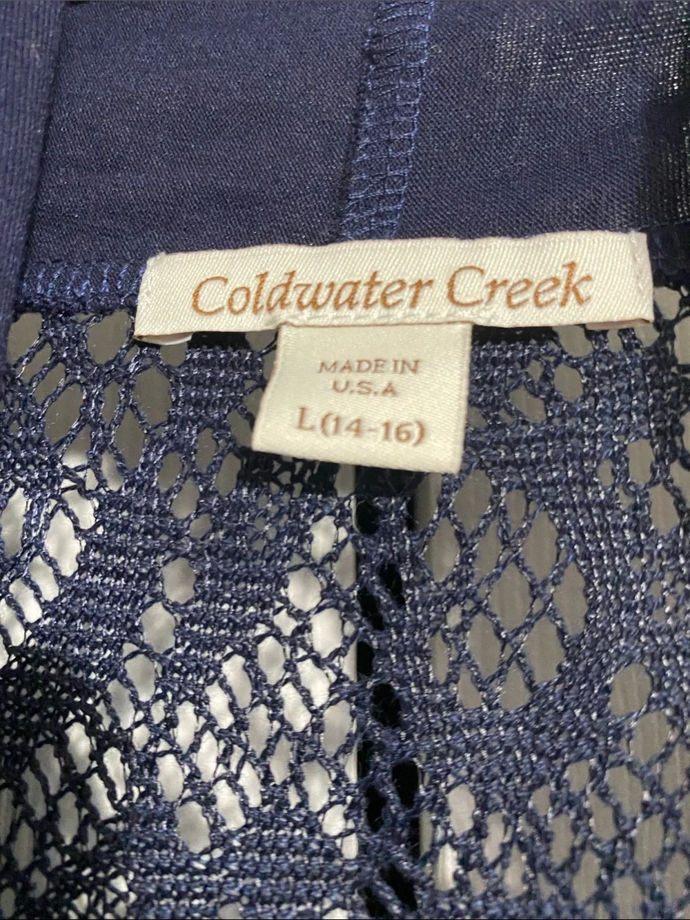 Coldwater Creek Open Front knit navy blue lightweight Cardigan top Size LARGE - Picture 7 of 9
